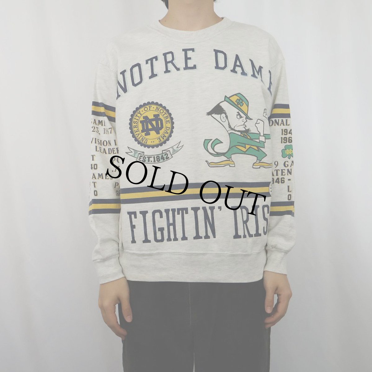 画像3: 90's Long Gone USA製 "NOTRE DAME" プリントスウェット L (3)