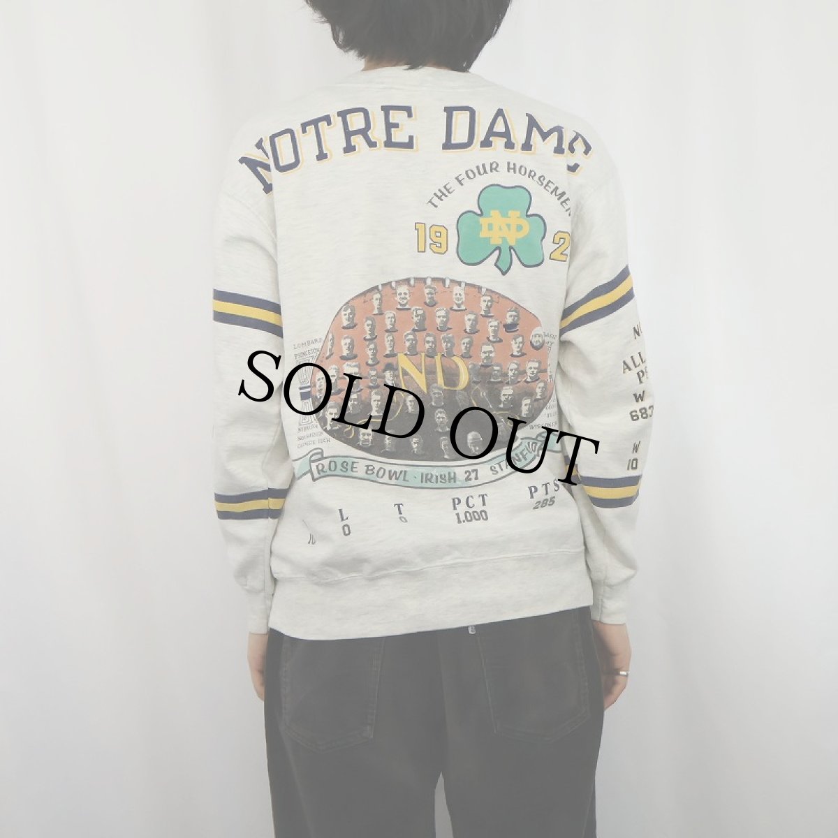 画像4: 90's Long Gone USA製 "NOTRE DAME" プリントスウェット L (4)