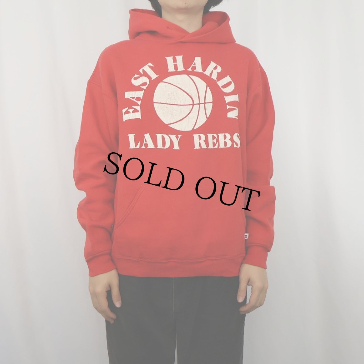 画像2: 90's RUSSELL ATHLETIC USA製 "EAST HARDIN LADY REBS" プリントスウェットフーディー L (2)