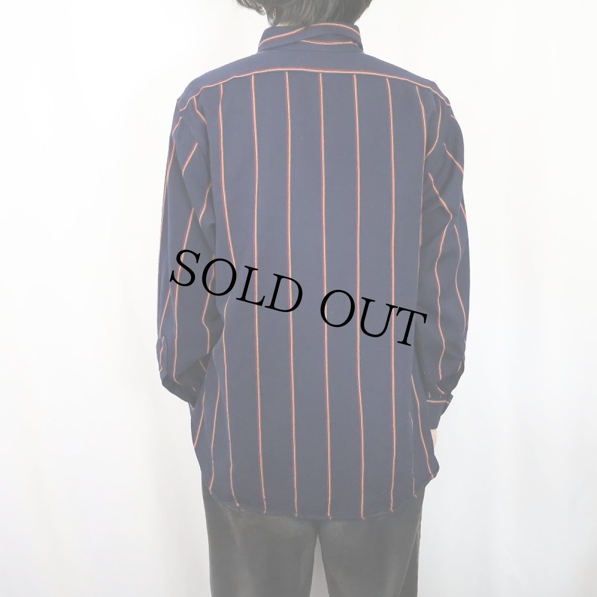 画像3: 70's PENDLETON USA製 "Country Traditionals" ストライプ柄 ウールボタンダウンシャツ NAVY L (3)