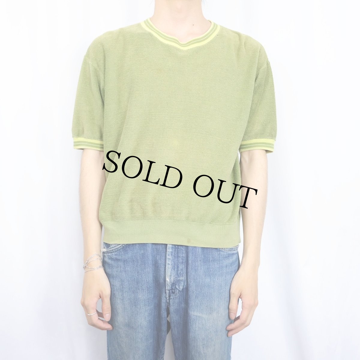 画像2: 〜70's FASHION KNIT SPORTSWEAR パイルTシャツ M (2)