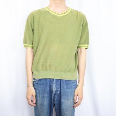 画像2: 〜70's FASHION KNIT SPORTSWEAR パイルTシャツ M (2)