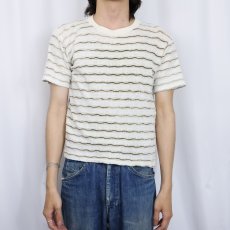 画像2: 70〜80's LYNNJAC ボーダー柄 ジャガードニットTシャツ (2)
