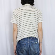 画像3: 70〜80's LYNNJAC ボーダー柄 ジャガードニットTシャツ (3)