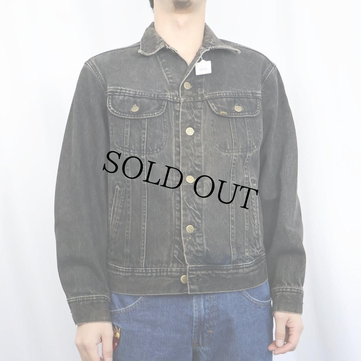 画像2: 80's Lee 220-5019 USA製 ブラックデニムジャケット S (2)