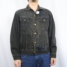 画像2: 80's Lee 220-5019 USA製 ブラックデニムジャケット S (2)