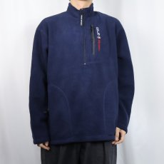 画像2: 90's POLO SPORT Ralph Lauren ハーフジップ フリースジャケット NAVY L (2)