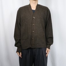画像2: 50〜60's ネップ混 ウール×アクリルニットカーディガン (2)