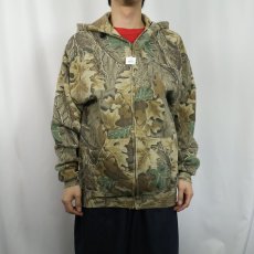 画像2: 90's JERZEES OUTDOORS リアルツリーカモ柄 スウェットジップパーカー XL (2)