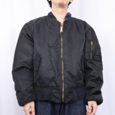 画像3: 民間品 ALPHA INDUSTRIES,INC. MA-1 フライトジャケット BLACK LARGE (3)