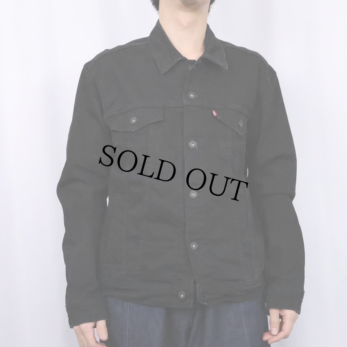 画像2: Levi's ブラックデニムジャケット M (2)