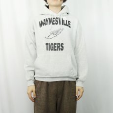 画像2: 90's Hanes USA製 "WAYNESVILLE TIGERS" ウイングフット プリントスウェットフーディー L (2)
