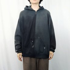 画像2: 90's RUSSELL ATHLETIC USA製 フェードジップパーカー BLACK XL (2)