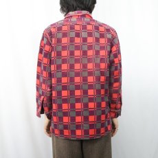 画像3: 60〜70's 猫目ボタン チェック柄 ヘビーネルシャツ (3)