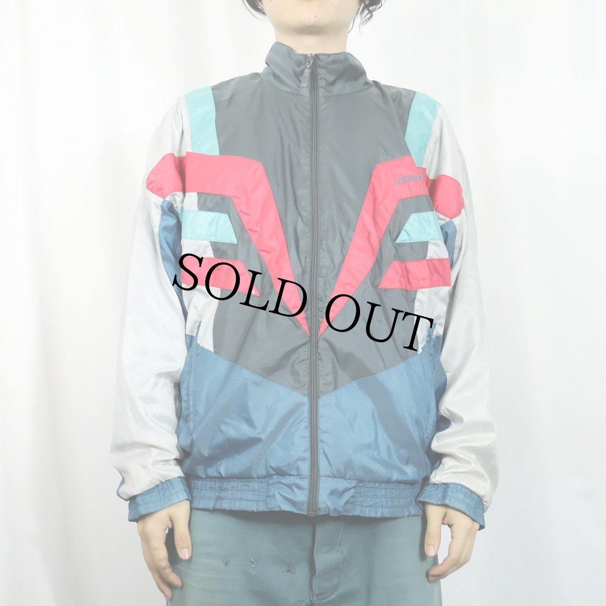 画像2: 80's adidas ロゴ刺繡 切り替えデザイン トラックジャケット M (2)