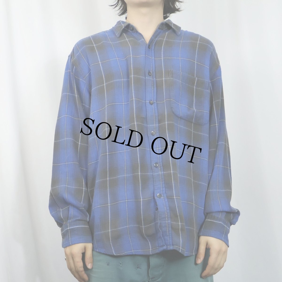 画像2: 90's〜 FADED GLORY チェック柄 ライトネルシャツ M (2)
