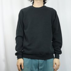 画像2: 90's JERZEES USA製 無地ラグランスウェット BLACK L (2)