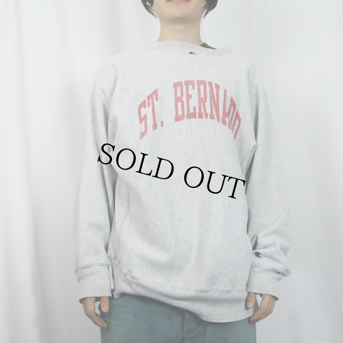 画像2: 80's Champion トリコタグ REVERSE WEAVE USA製 "ST. BERNARD" 染み込みプリントスウェット XL (2)