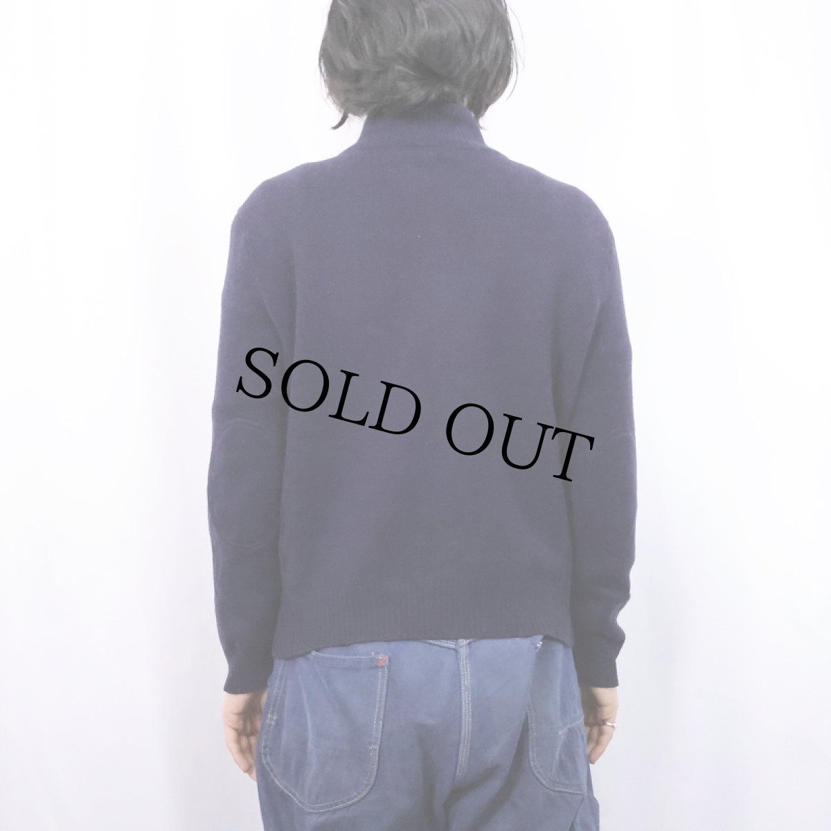 画像3: POLO Ralph Lauren ロゴ刺繍 エルボーパッチ付き ウールニットセーター NAVY S (3)