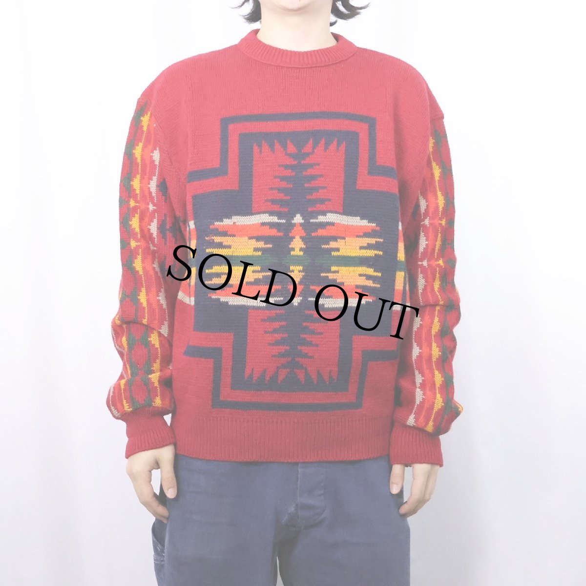 画像2: 70's PENDLETON USA製 ネイティブ柄 ウールニットセーター XL (2)