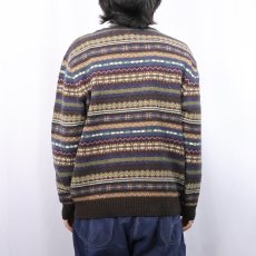 画像3: ST.JOHN'S BAY 総柄 コットン×ナイロンニットセーター L (3)