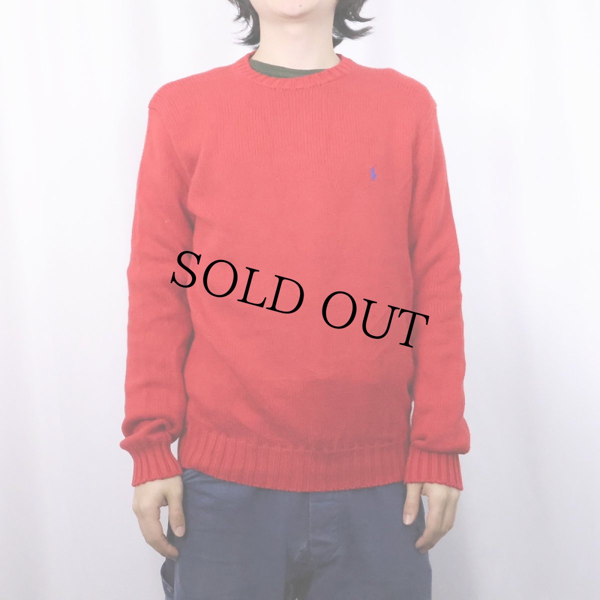 画像2: POLO Ralph Lauren ロゴ刺繍 コットンニットセーター S (2)