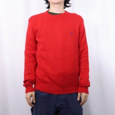画像2: POLO Ralph Lauren ロゴ刺繍 コットンニットセーター S (2)