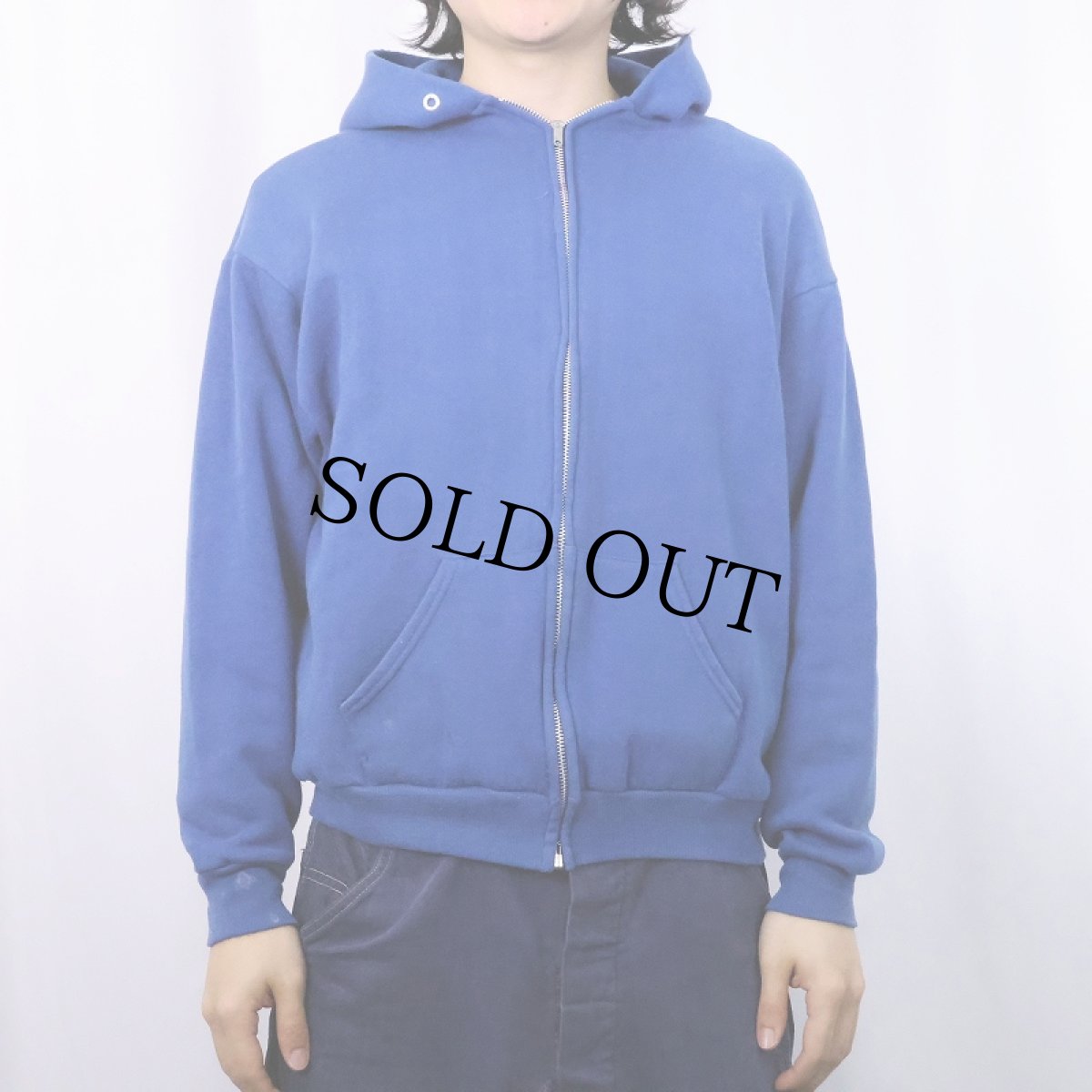 画像2: 70's Sportswear USA製 無地スウェットジップパーカー L (2)