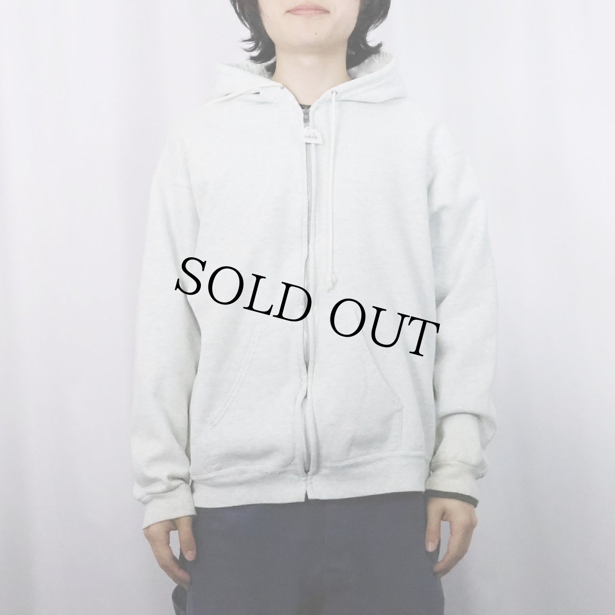 画像2: 90〜2000's FRUIT OF THE LOOM 無地 スウェットジップパーカー L (2)