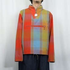 画像2: 60〜70's チェック柄 コットンハーフジップジャケット (2)