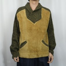 画像2: 60〜70's HOWARD sportswear ショールカラー ボア×ウールニットセーター L (2)