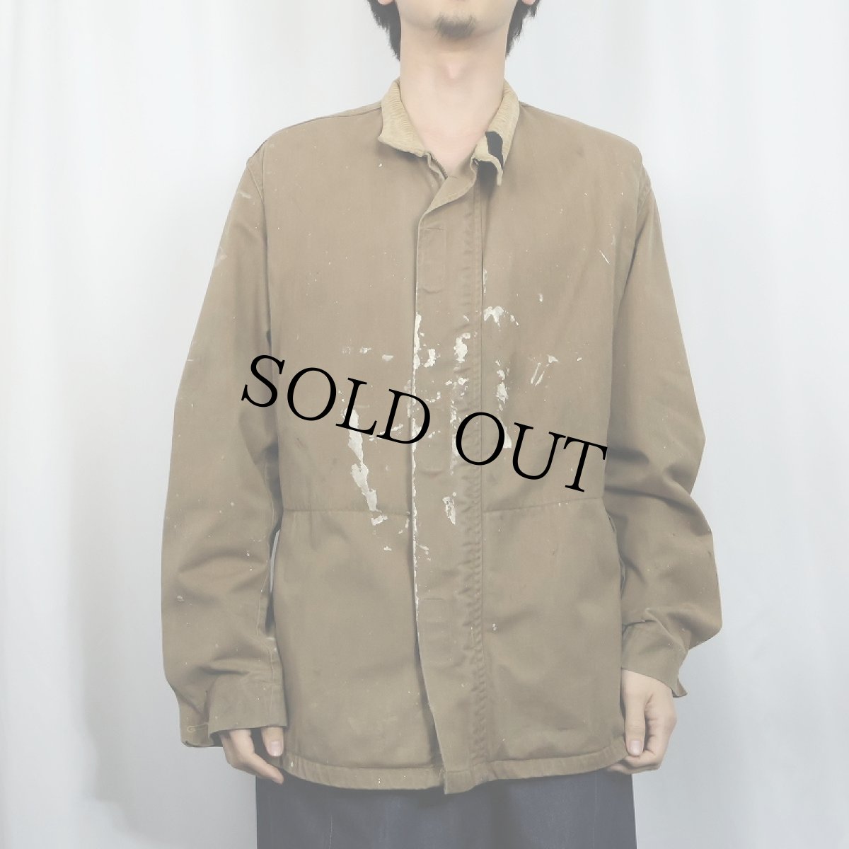 画像2: 60〜70's IDEAL ペンキペイント コットンワークジャケット (2)