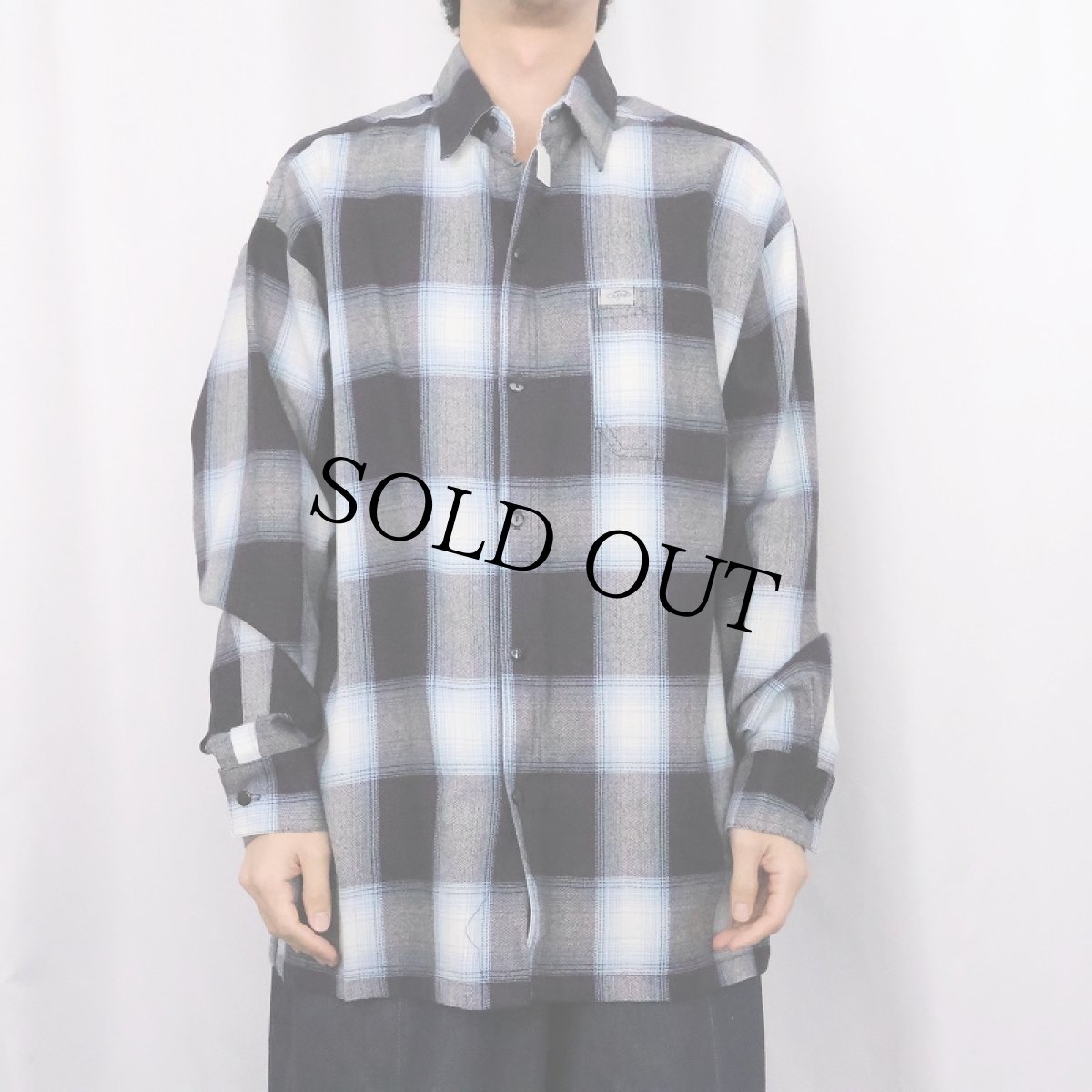 画像2: Caltop USA製 オンブレーチェック柄 アクリルシャツ M (2)