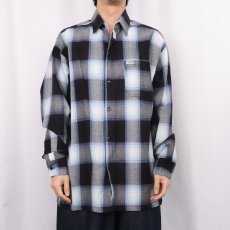 画像2: Caltop USA製 オンブレーチェック柄 アクリルシャツ M (2)
