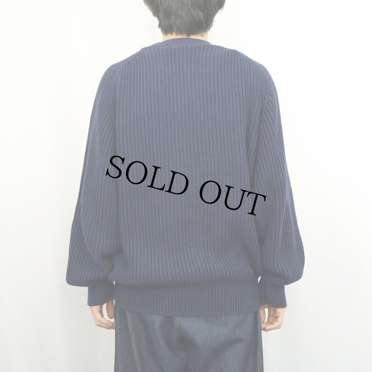 画像3: 80〜90's Eddie Bauer コットンニットカーディガン NAVY L (3)