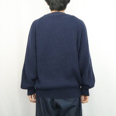 画像3: 80〜90's Eddie Bauer コットンニットカーディガン NAVY L (3)