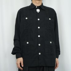 画像2: 90's〜 Forniture Civili 刺繡デザイン キューバシャツ BLACK XXL (2)