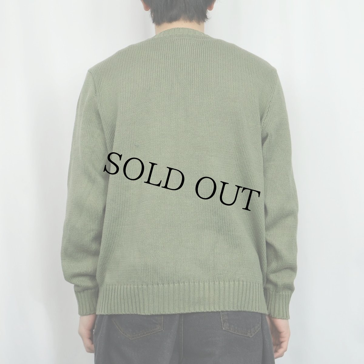 画像3: POLO Ralph Lauren ロゴ刺繍 Vネック コットンニットセーター L (3)