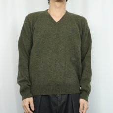 画像2: POLO Ralph Lauren ロゴ刺繍 Vネック ラムウールニットセーター XL (2)