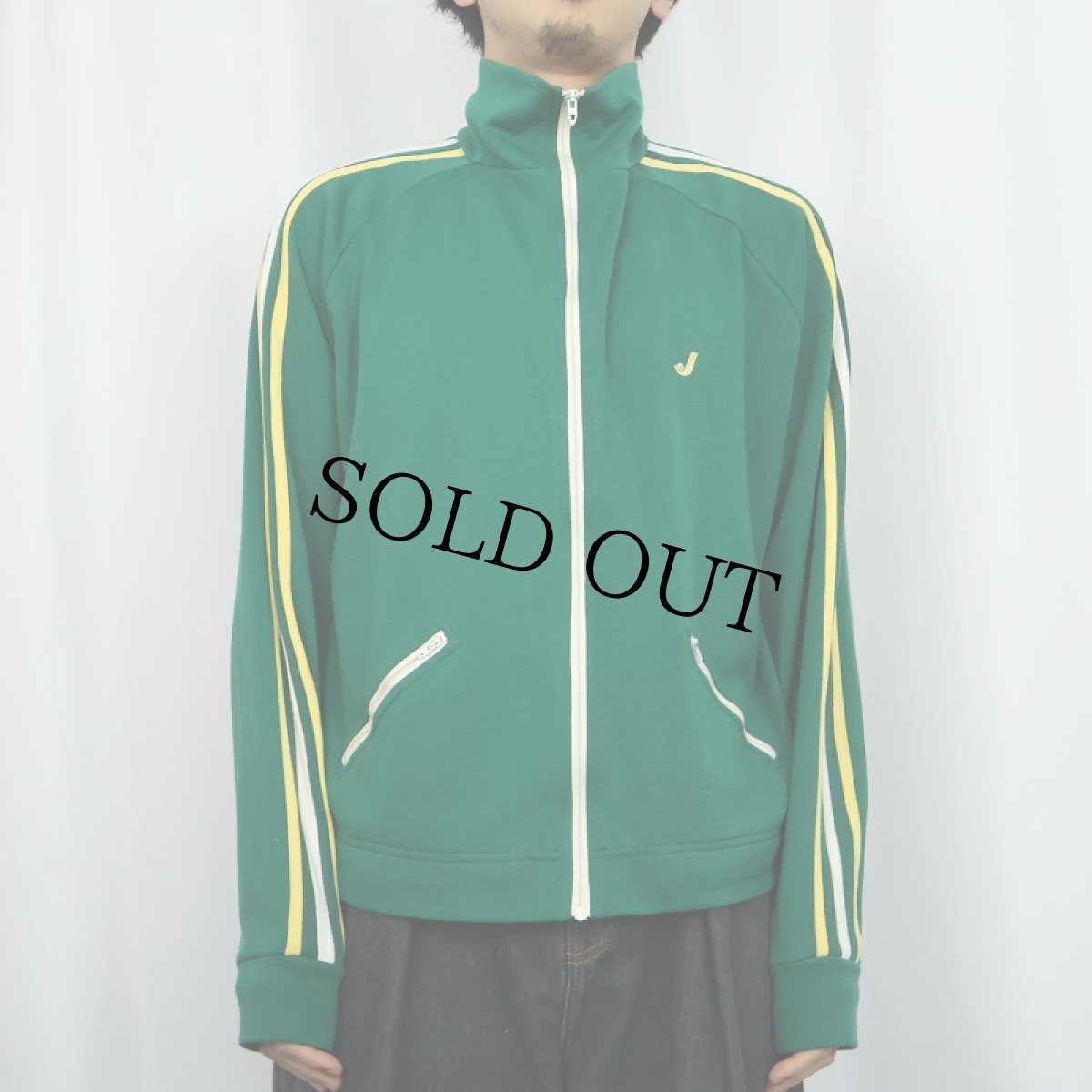 画像2: 70〜80's Jantzen USA製 ロゴ刺繡 サイドライン トラックジャケット L (2)