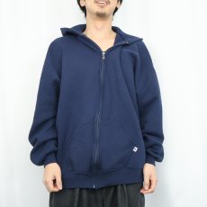 画像2: 90's RUSSELL ATHLETIC USA製 無地スウェットジップパーカー NAVY XXL (2)