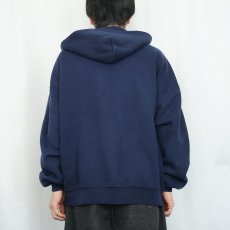 画像3: 90's RUSSELL ATHLETIC USA製 無地スウェットジップパーカー NAVY XXL (3)