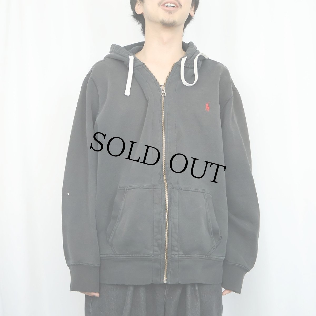 画像2: POLO Ralph Lauren ロゴ刺繍 スウェットジップパーカー BLACK XXL (2)