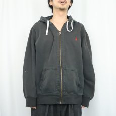 画像2: POLO Ralph Lauren ロゴ刺繍 スウェットジップパーカー BLACK XXL (2)