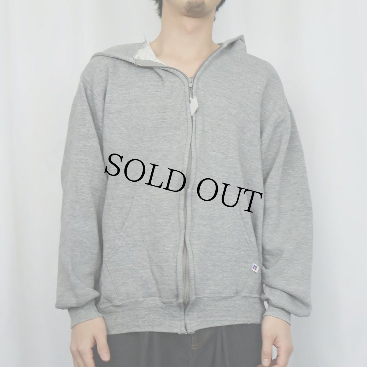 画像2: 90's RUSSELL ATHLETIC USA製 無地スウェットジップパーカー L (2)