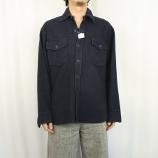画像2: 70's〜 mosthead ポリエステルウール CPOシャツ NAVY M  (2)