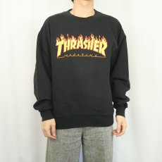 画像2: THRASHER ロゴプリント スウェット BLACK M (2)