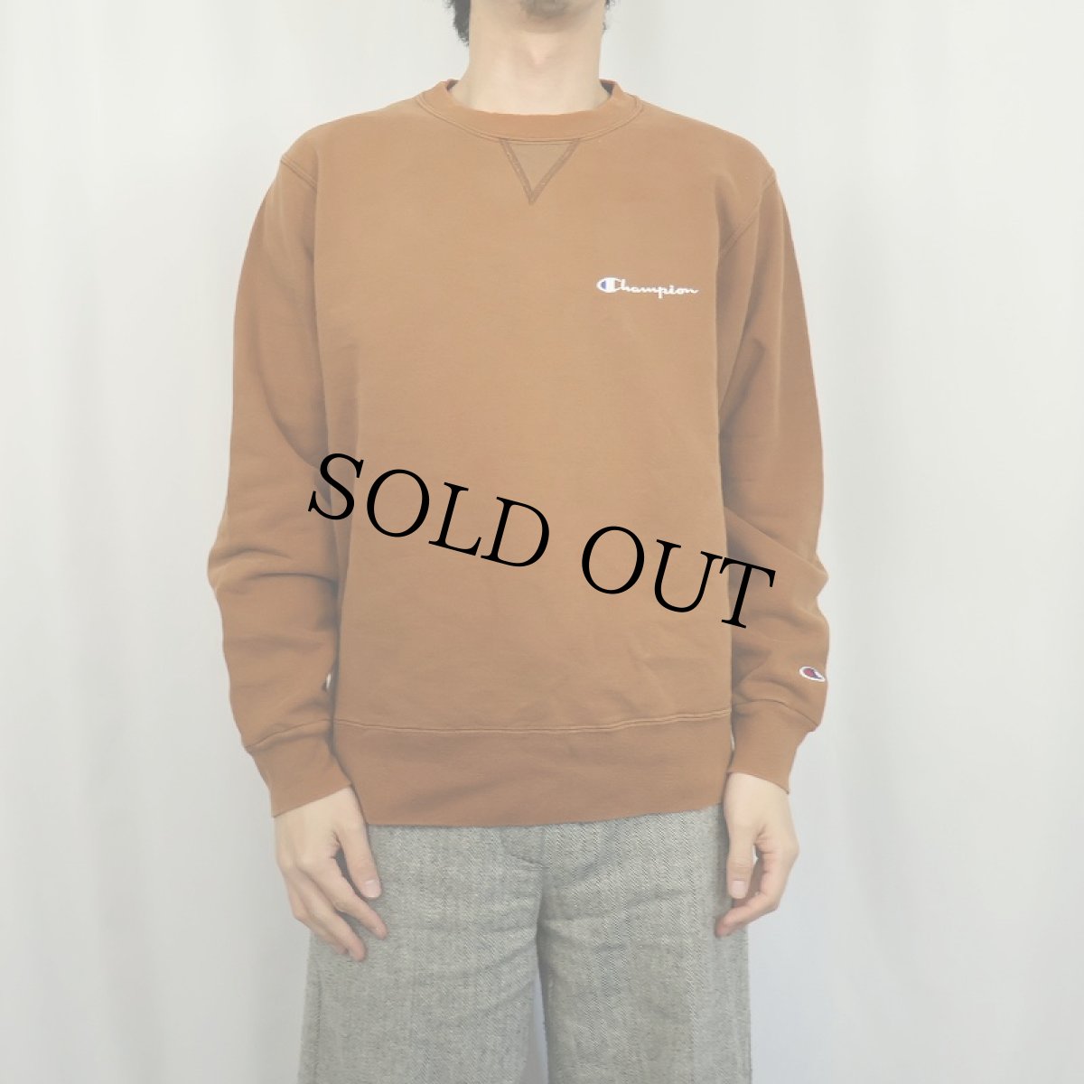 画像2: 90's Champion 青刺繍タグ後期 前V ロゴ刺繡 スウェット M (2)