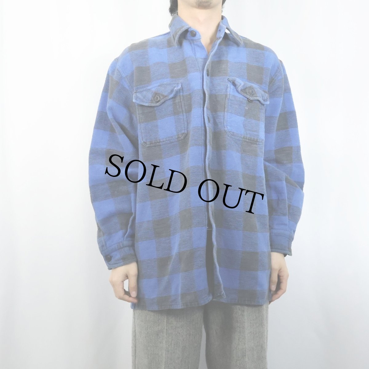 画像2: 90's BIG VALLEY バッファローチェック柄 ヘビーネルシャツ M (2)