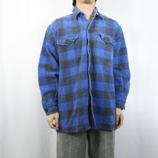 画像2: 90's BIG VALLEY バッファローチェック柄 ヘビーネルシャツ M (2)